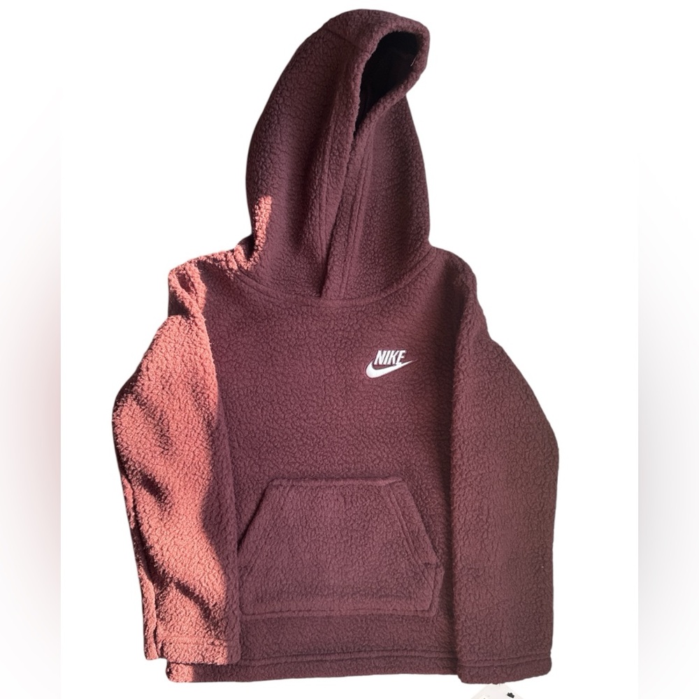 Nike Sportswear Plush Sherpa Fleece Hoodie in the "Burgundy Crush" 4t and 5t